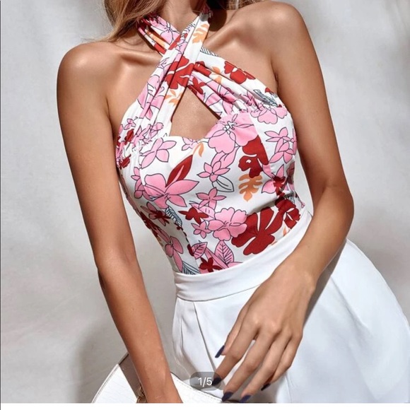 COPY - Brand new floral halter top. Size medium - Picture 1 of 4